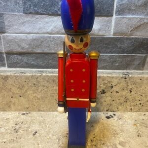 Red and Blue Wooden Nutcracker Soldier 10”
